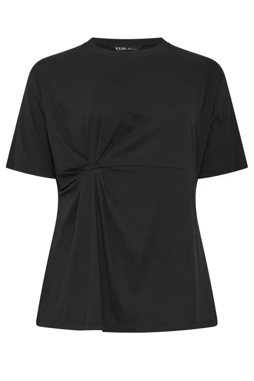 Yours Curve Black Twist Front T-Shirt - 30-32 Image 5