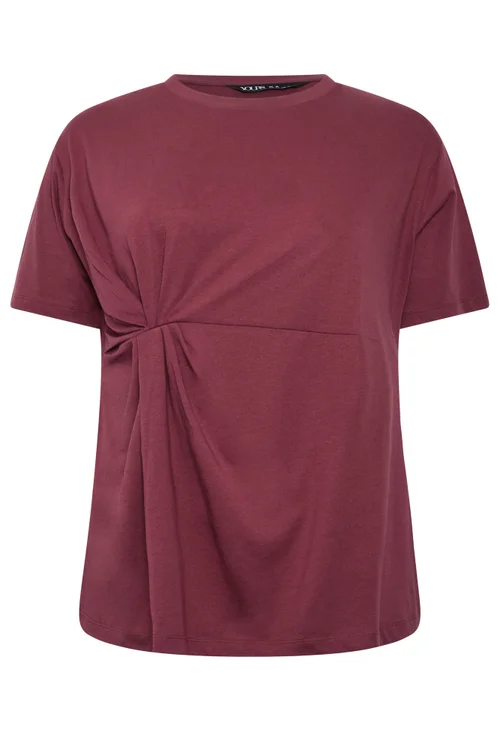 Yours Curve Red Twist Front T-Shirt - 30-32 Image 5