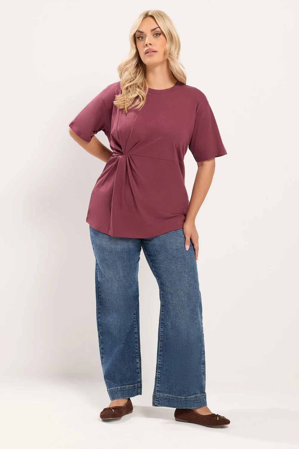 Yours Curve Red Twist Front T-Shirt - 30-32 Image 2