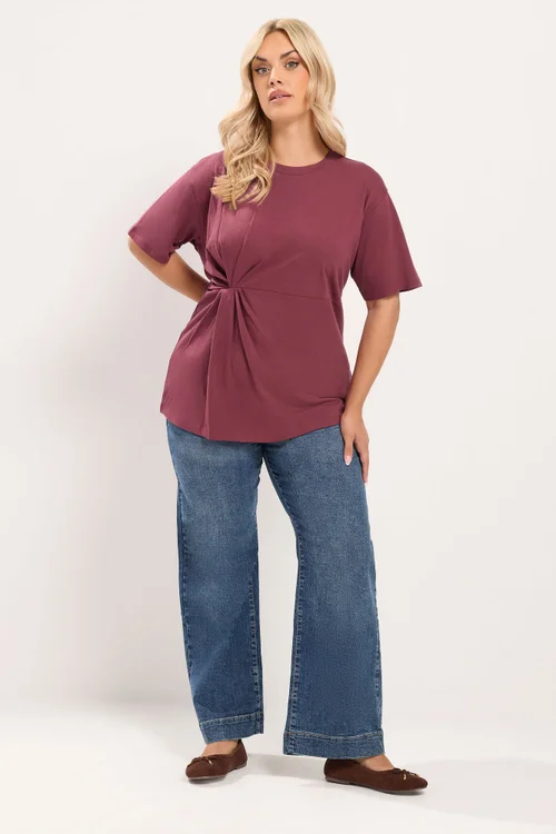 Yours Curve Red Twist Front T-Shirt - 30-32 Image 2