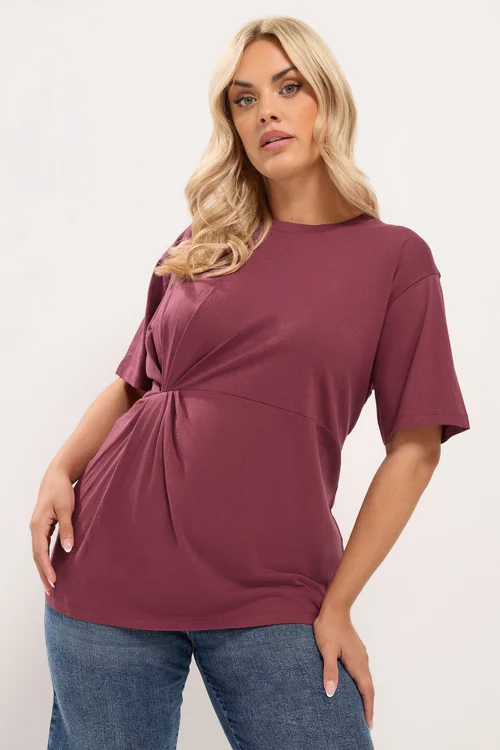 Yours Curve Red Twist Front T-Shirt - 30-32 Image 1