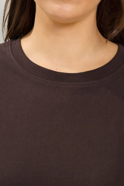 Yours Curve Chocolate Brown Relaxed Cotton Top - 20 Image 4