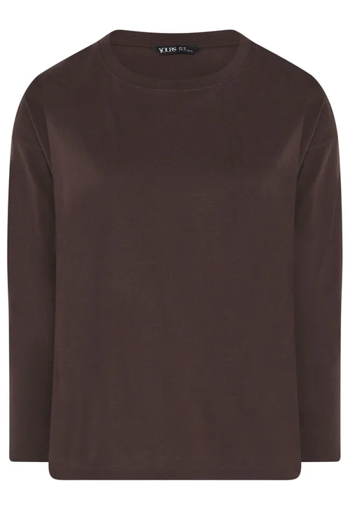 Yours Curve Chocolate Brown Relaxed Cotton Top - 20 Image 5
