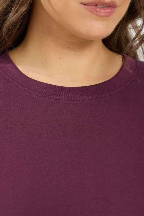 Yours Curve Plum Purple Relaxed Cotton Top - 18 Image 4