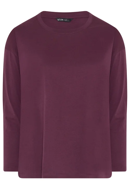 Yours Curve Plum Purple Relaxed Cotton Top - 18 Image 5