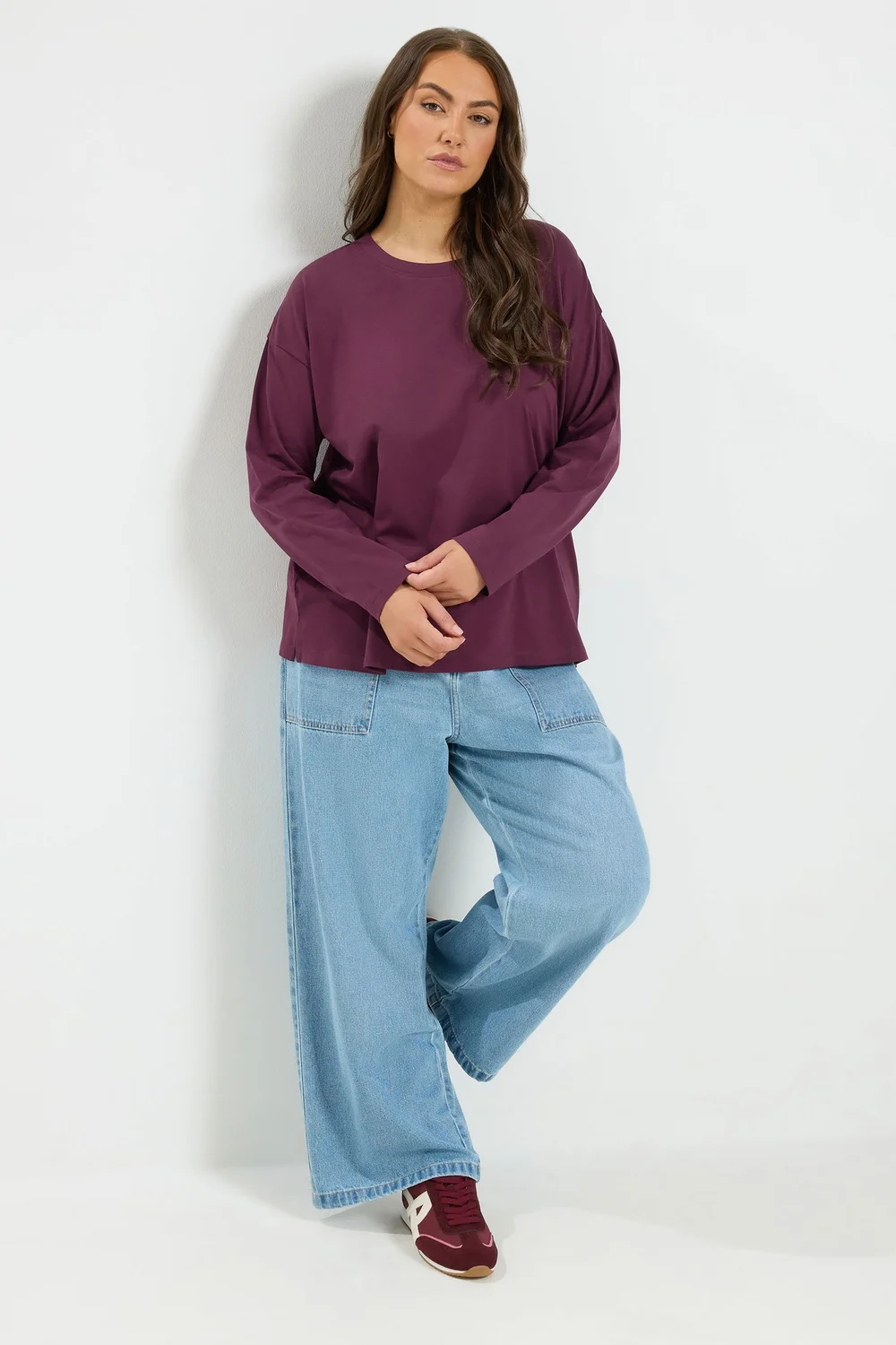 Yours Curve Plum Purple Relaxed Cotton Top - 18 Image 2