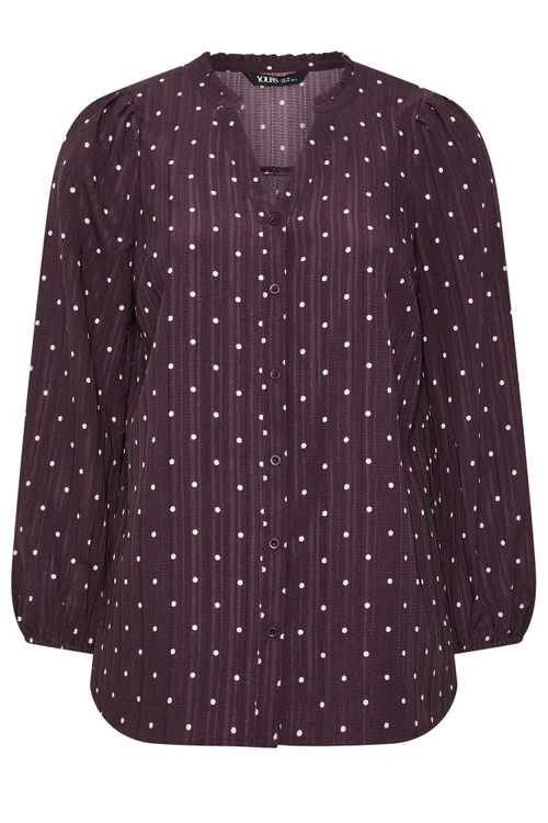 Yours Curve Purple Spot Notch Neck Blouse - 26-28 Image 5