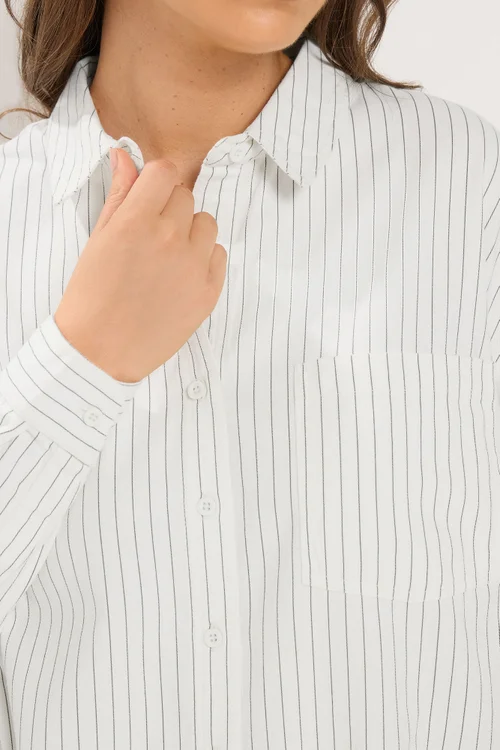 Yours Curve White Stripe Twill Shirt - 30-32 Image 4
