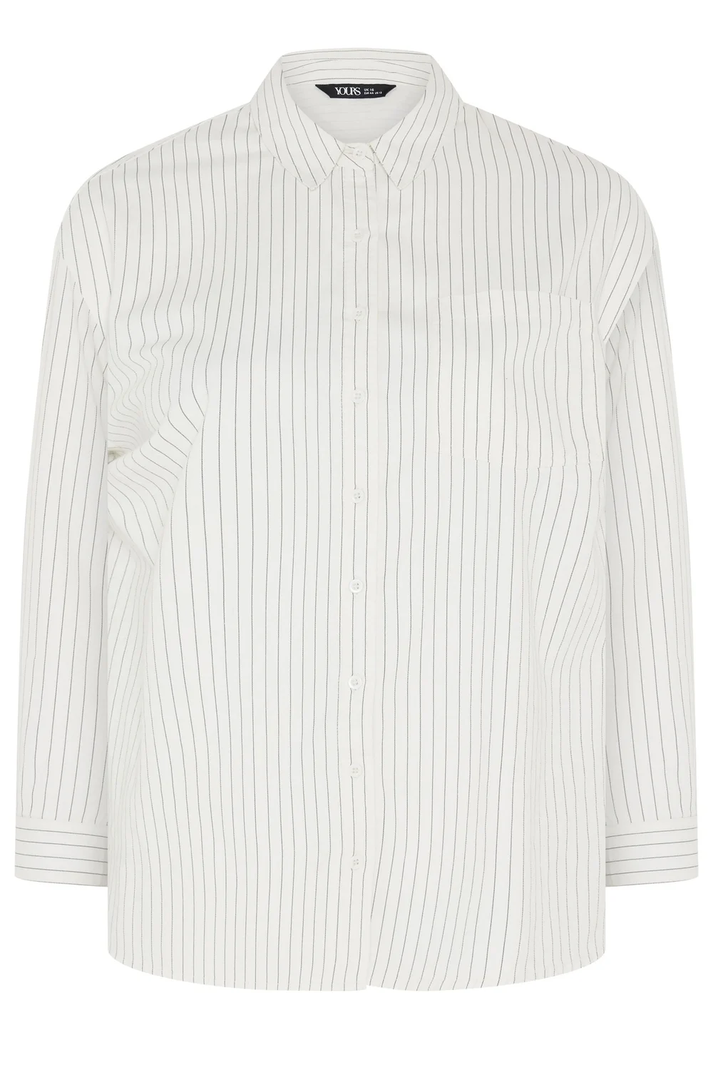 Yours Curve White Stripe Twill Shirt - 30-32 Image 5