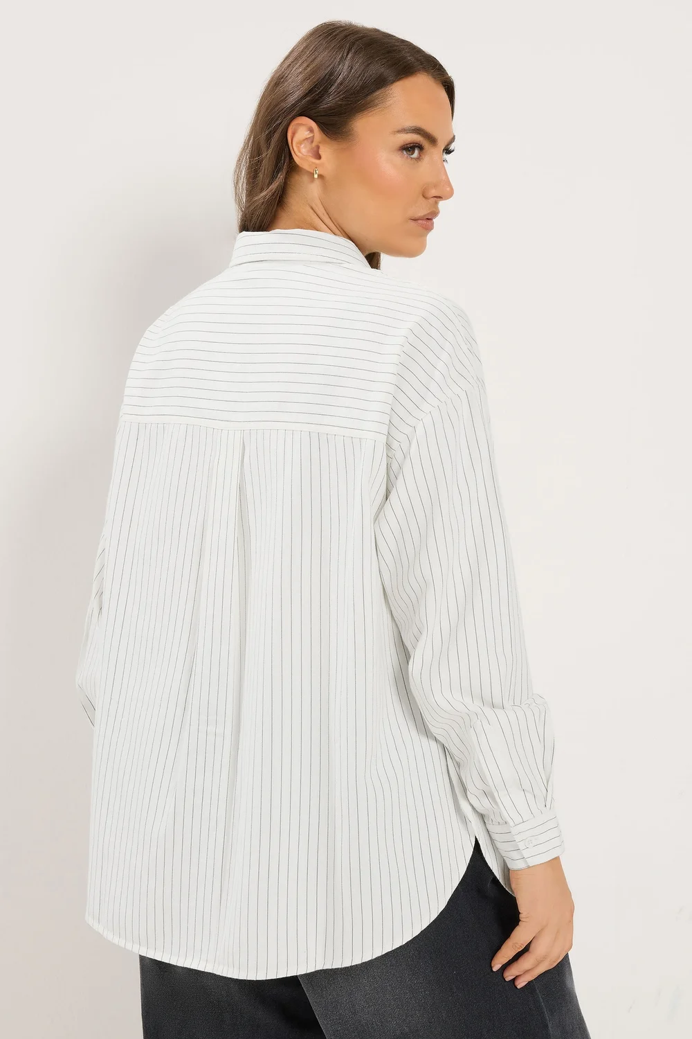 Yours Curve White Stripe Twill Shirt - 30-32 Image 3