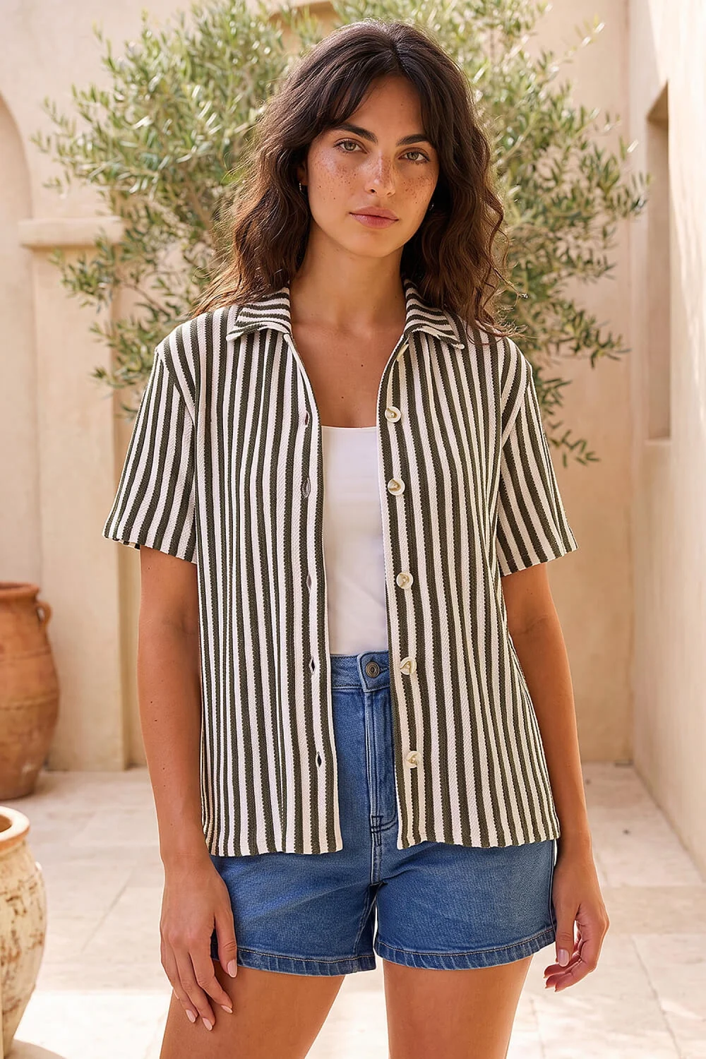 Dusk Olive Relaxed Stripe Shirt - 16 Image 1