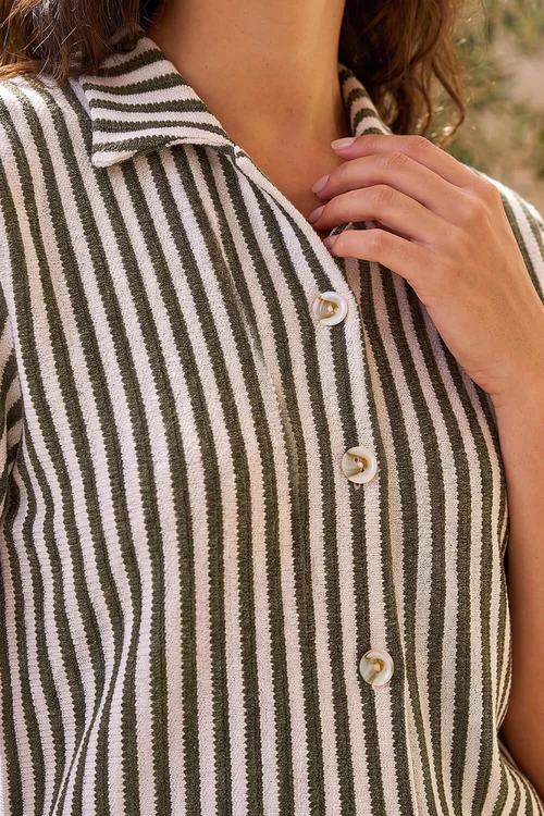 Dusk Olive Relaxed Stripe Shirt - 16 Image 4