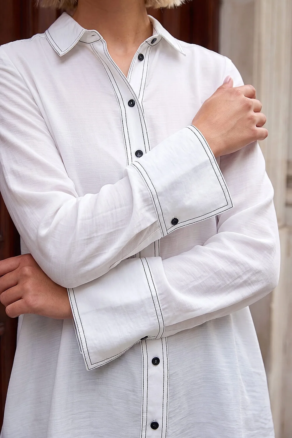 Roman Ivory Constrast Stitch Shirt - 14 Image 4