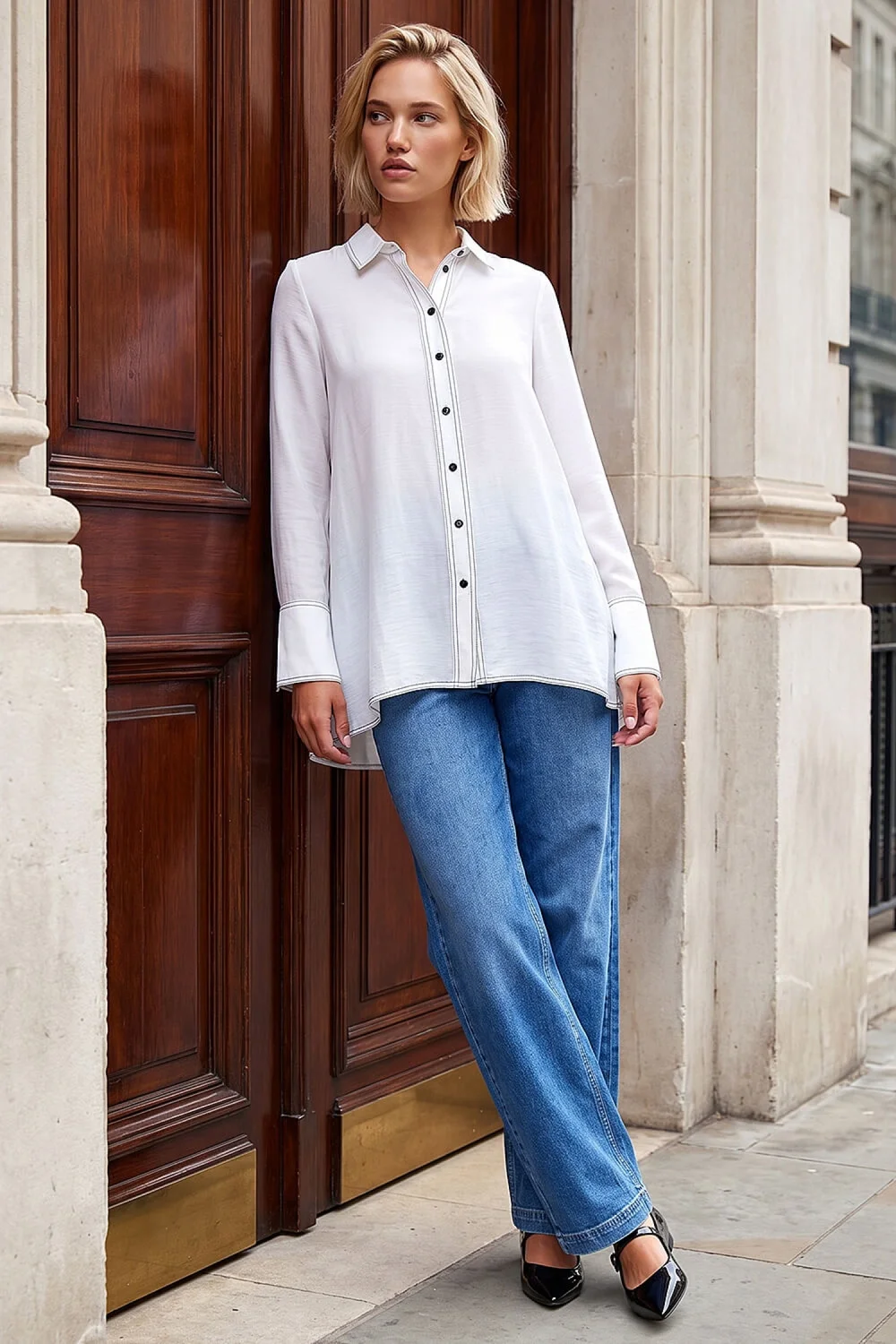 Roman Ivory Constrast Stitch Shirt - 14 Image 2