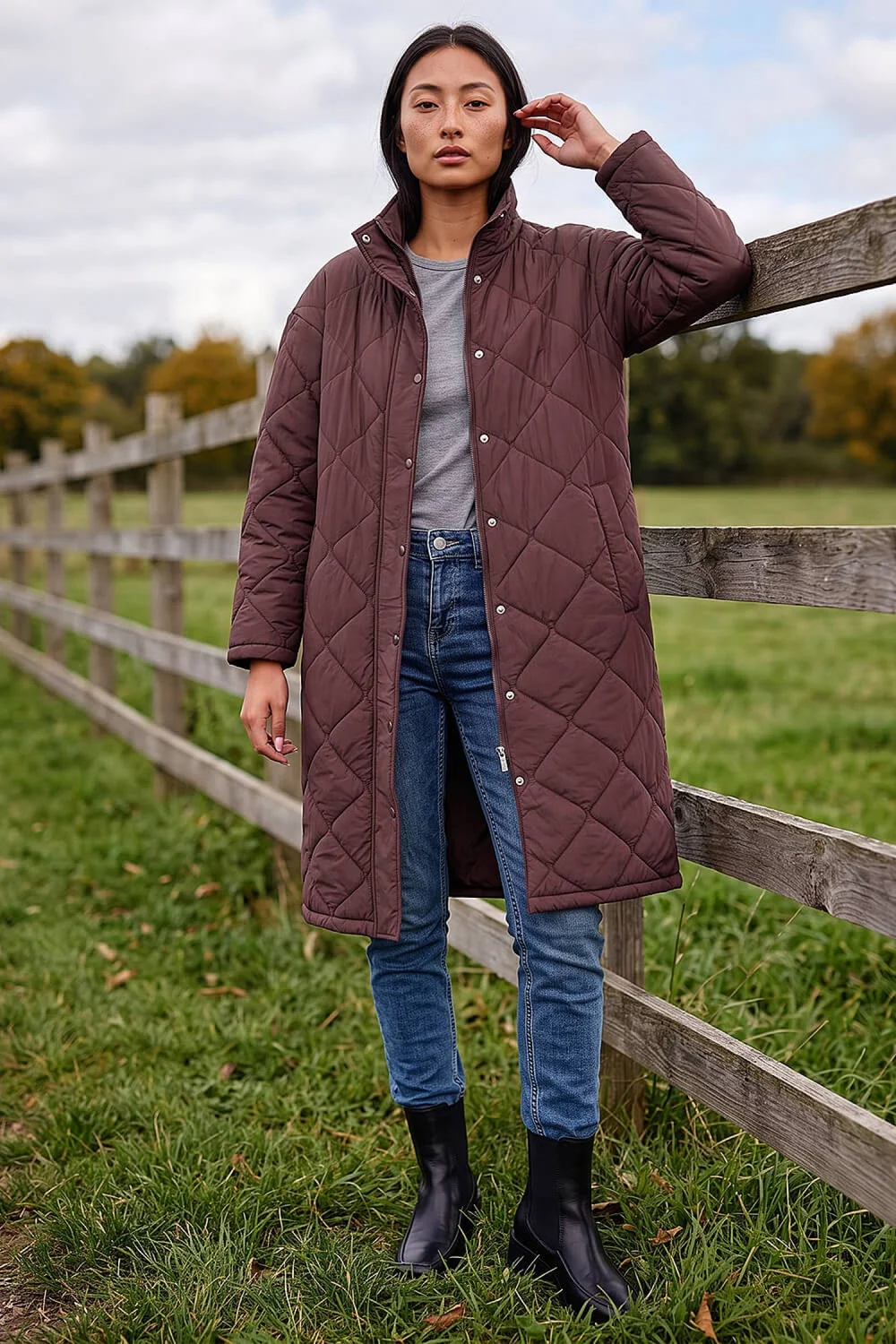 Roman Wine Petite Oversized Puffer Coat - 14 Image 1