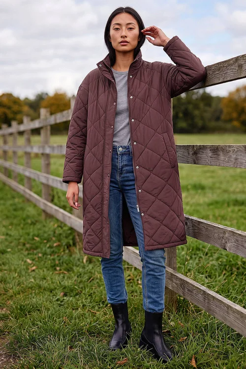 Roman Wine Petite Oversized Puffer Coat - 14 Image 1