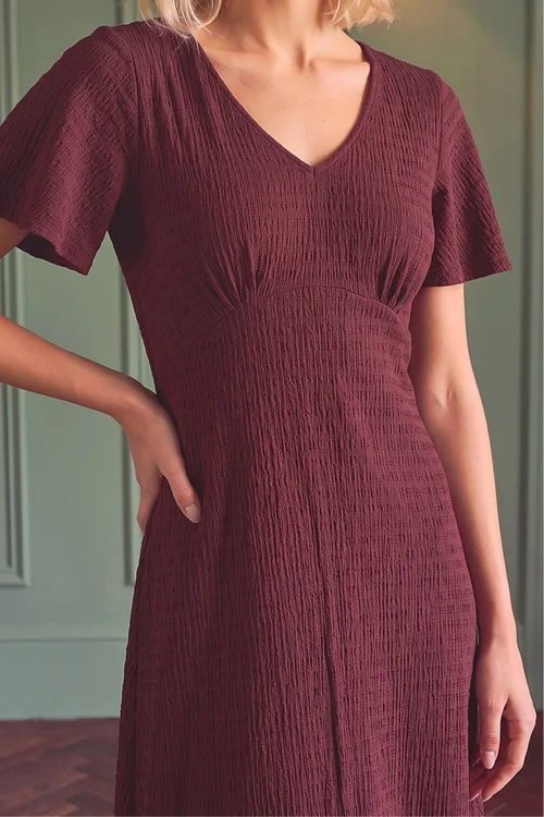Roman Wine Petite V-Neck Dress - 12 Image 4