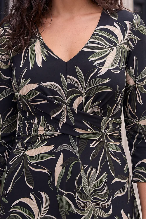 Roman Khaki Leaf Cross Detail Dress - 20 Image 4
