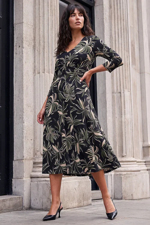 Roman Khaki Leaf Cross Detail Dress - 20 Image 1