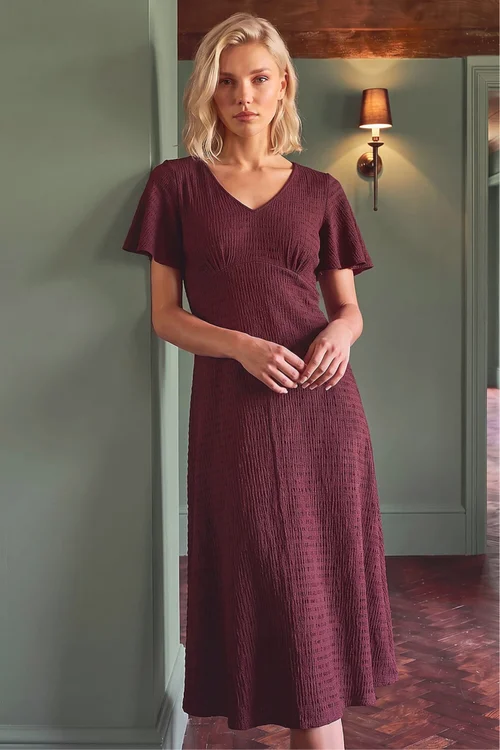 Roman Wine Petite V-Neck Dress - 18 Image 1