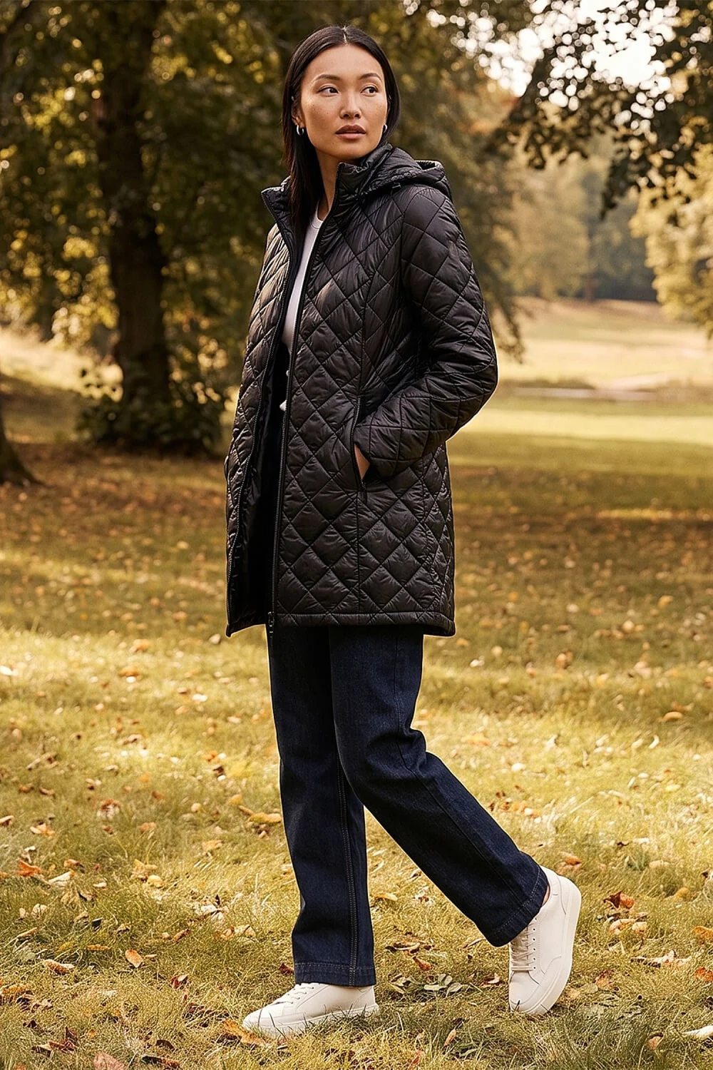 Roman Black Two Tone Diamond Quilted Coat - 20 Image 3