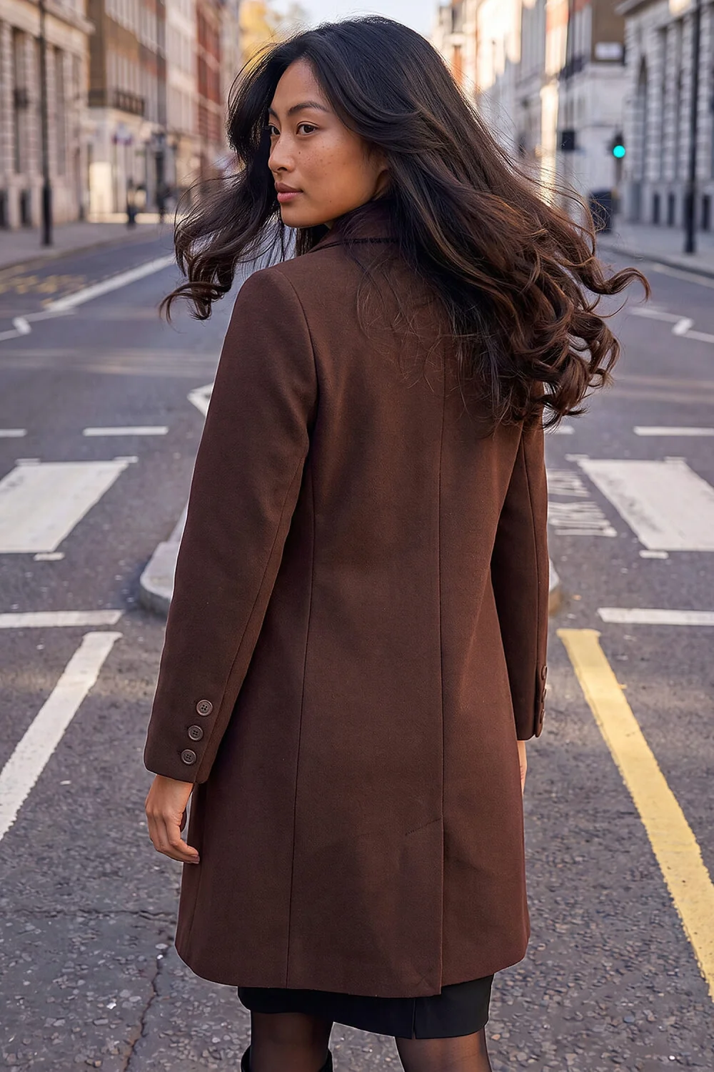 Roman Taupe Petite Collared Button Front Coat - 12 Image 3