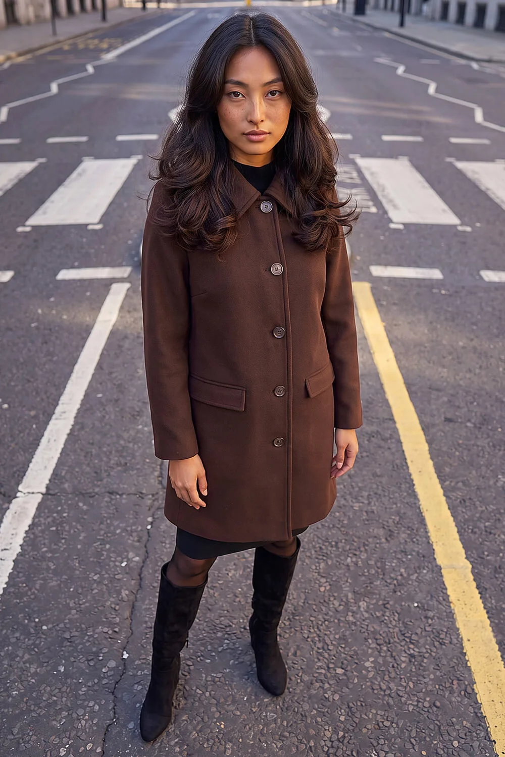 Roman Taupe Petite Collared Button Front Coat - 12 Image 2