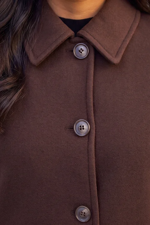 Roman Taupe Petite Collared Button Front Coat - 12 Image 4