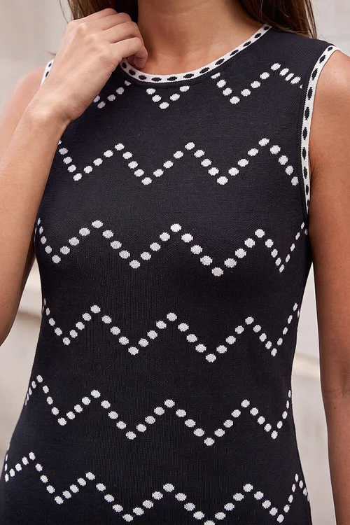 Roman Black Chevron Knit Dress - 18 Image 4