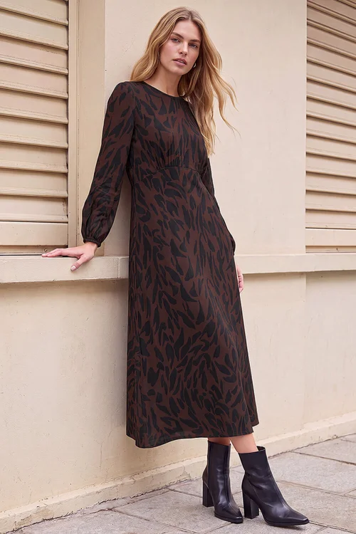 Roman Chocolate Animal Print A-Line Midi Dress - 20 Image 1
