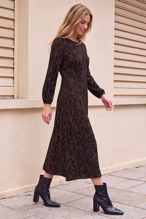 Roman Chocolate Animal Print A-Line Midi Dress - 20 Image 2