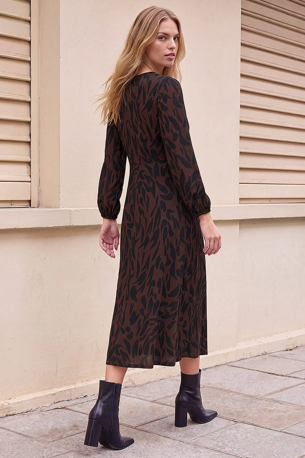 Roman Chocolate Animal Print A-Line Midi Dress - 20 Image 3