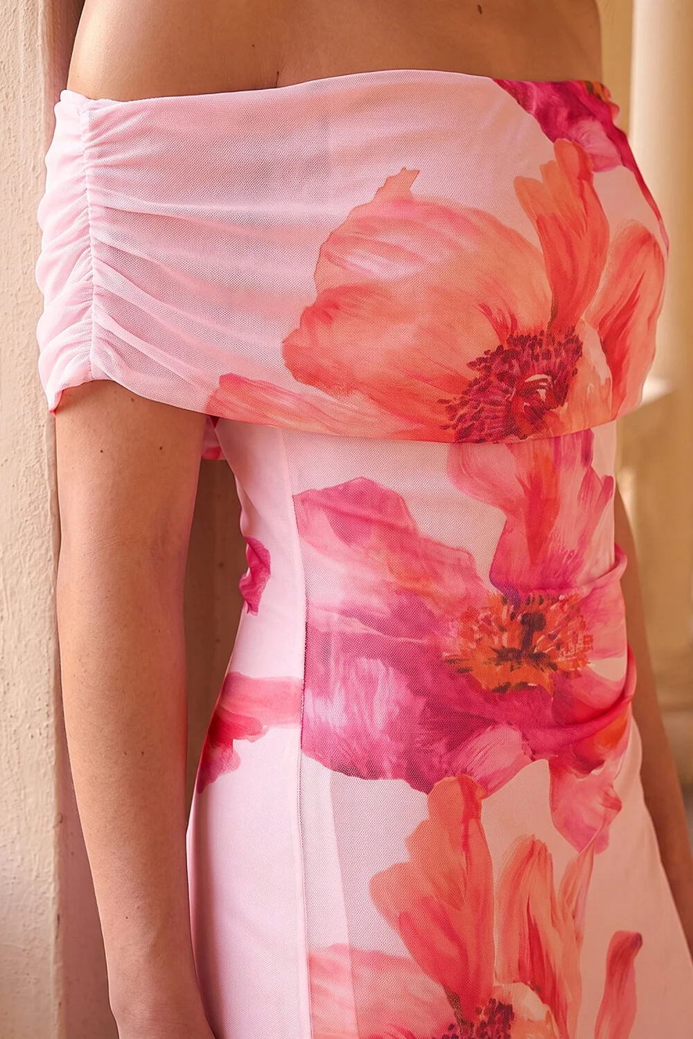 Dusk Pink Floral Bardot Maxi Dress - 16 Image 4
