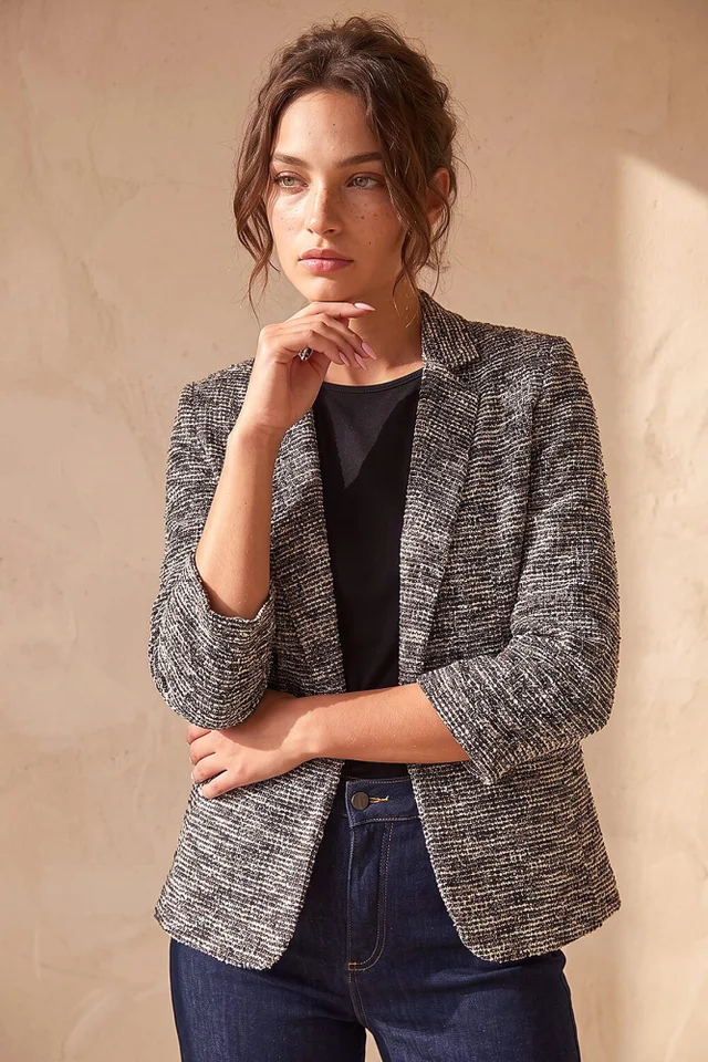 Roman Chocolate Petite Boucle Stretch Blazer