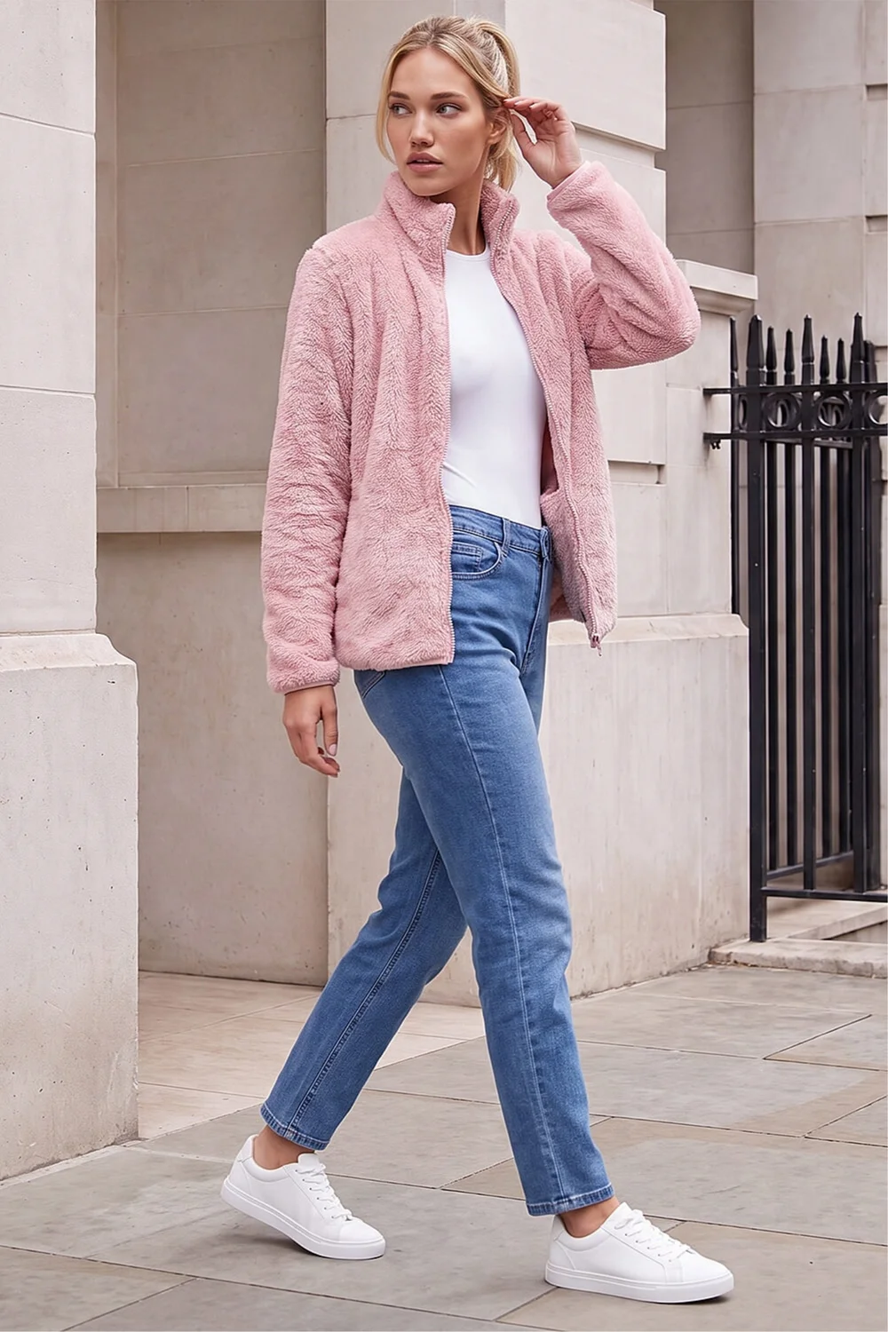 Roman Light Pink Sherpa Fleece Jacket - XL Image 3