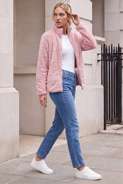 Roman Light Pink Sherpa Fleece Jacket - XL Image 3