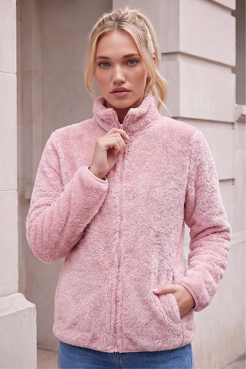 Roman Light Pink Sherpa Fleece Jacket - XL Image 2