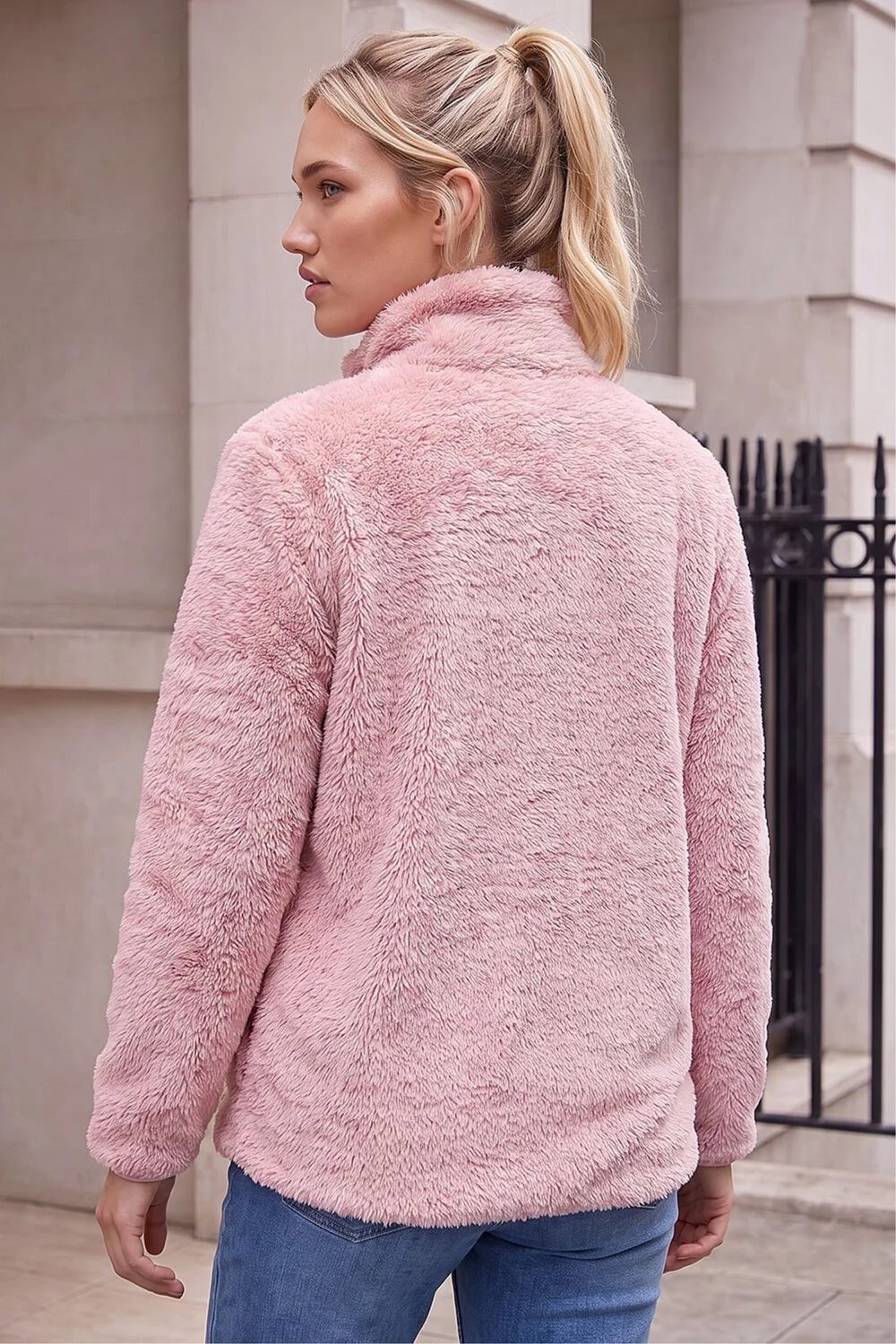 Roman Light Pink Sherpa Fleece Jacket - XL Image 4