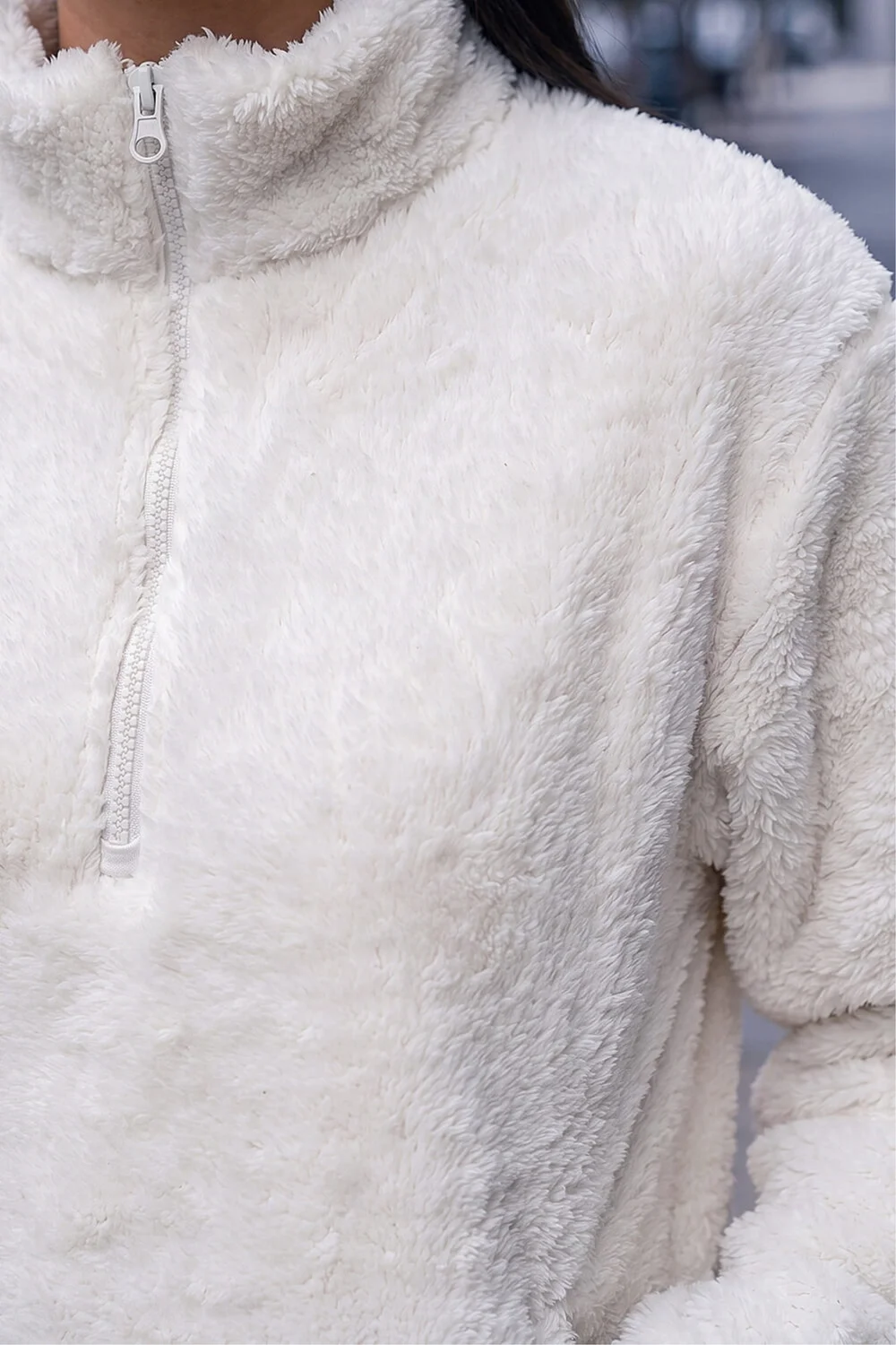 Roman Cream Sherpa Zip Neck Fleece Jacket - 12 Image 4