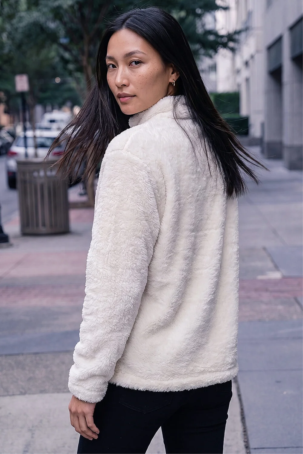 Roman Cream Sherpa Zip Neck Fleece Jacket - 12 Image 3