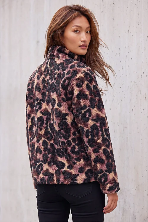 Roman Mauve Animal Print Fleece Jacket - 14 Image 3