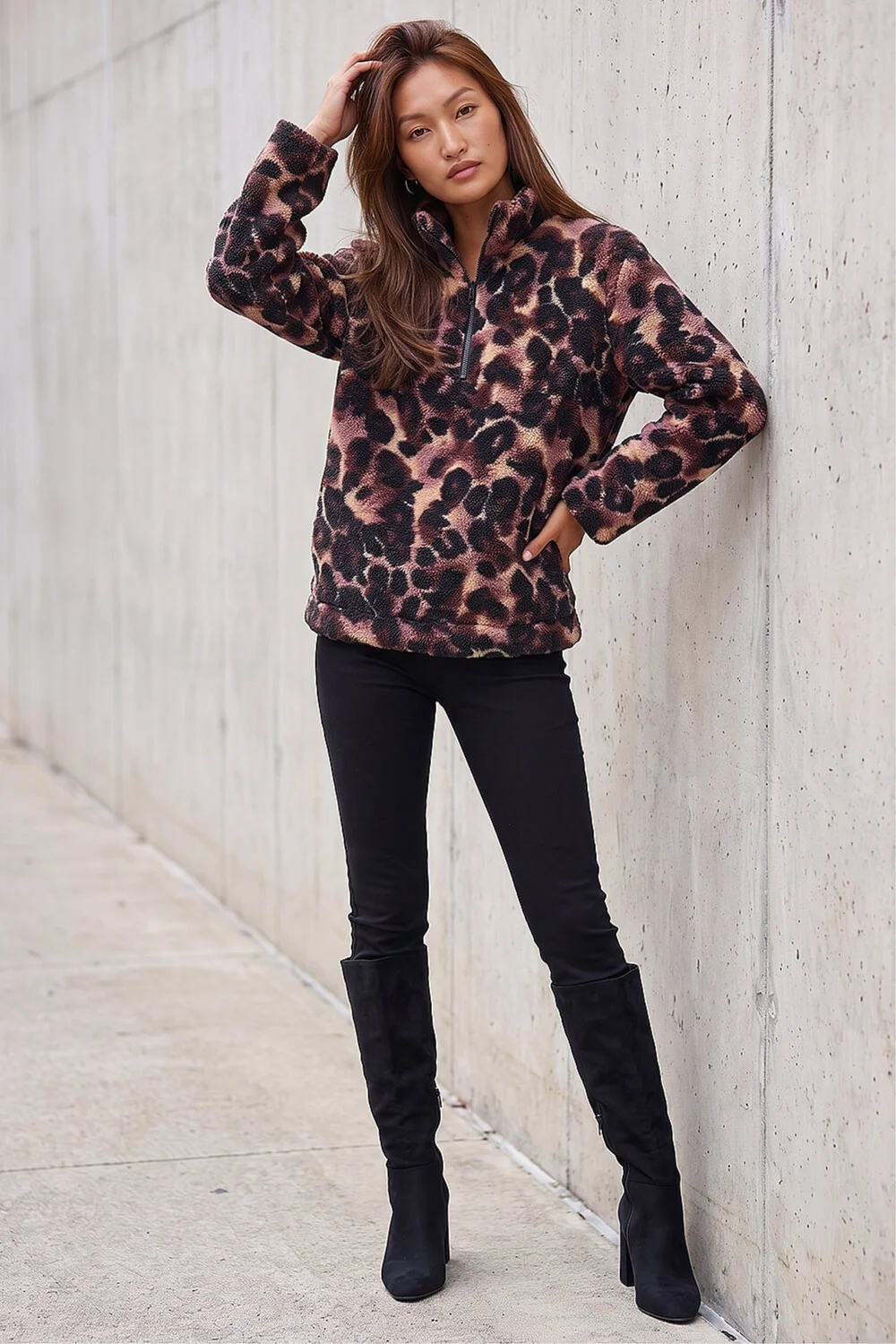 Roman Mauve Animal Print Fleece Jacket - 14 Image 2