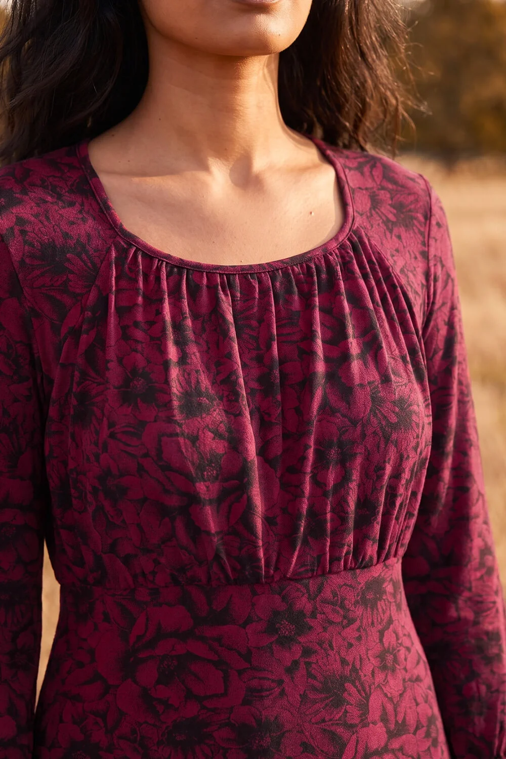 Roman Wine Square Neck Floral Dress - 16 Image 4