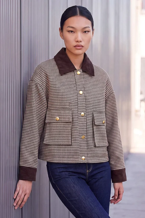 Dusk Camel Check Cord Trim Jacket - 16 Image 2