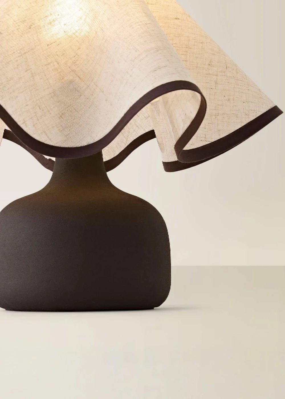 ValueLights Emilia Brown Table Lamp with Wavey Shade and Warm White Bulb - One Size Image 4