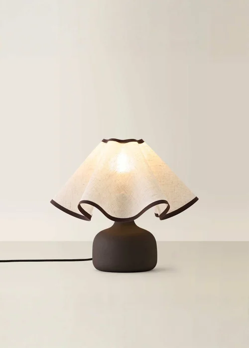ValueLights Emilia Brown Table Lamp with Wavey Shade and Warm White Bulb - One Size Image 3