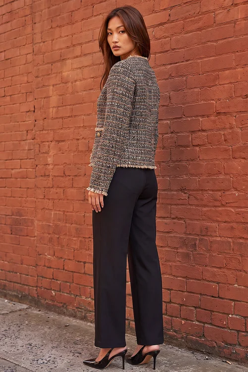 Roman Brown Boucle Frayed Edge Jacket - 12 Image 4