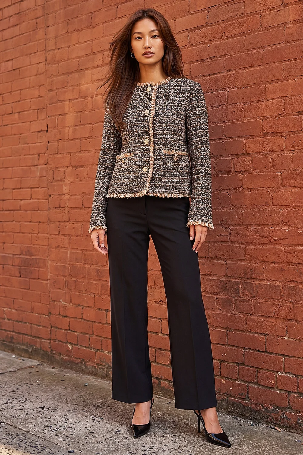 Roman Brown Boucle Frayed Edge Jacket - 12 Image 2