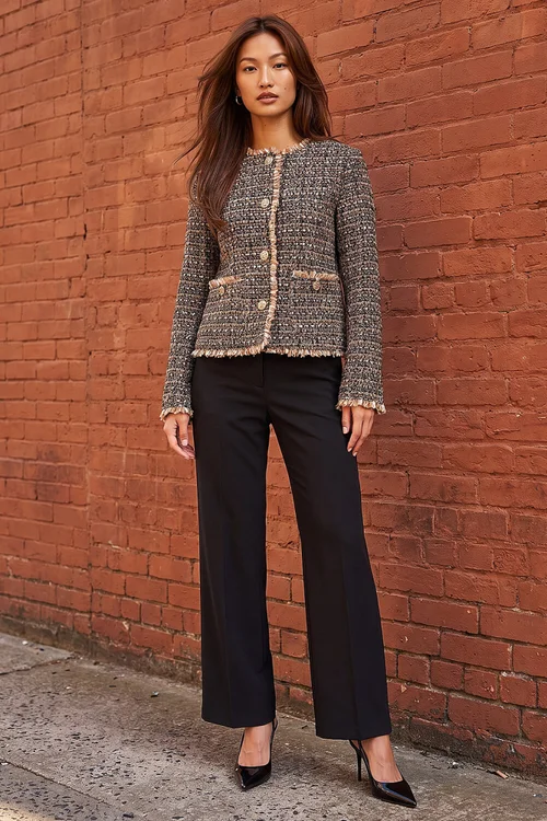 Roman Brown Boucle Frayed Edge Jacket - 12 Image 2
