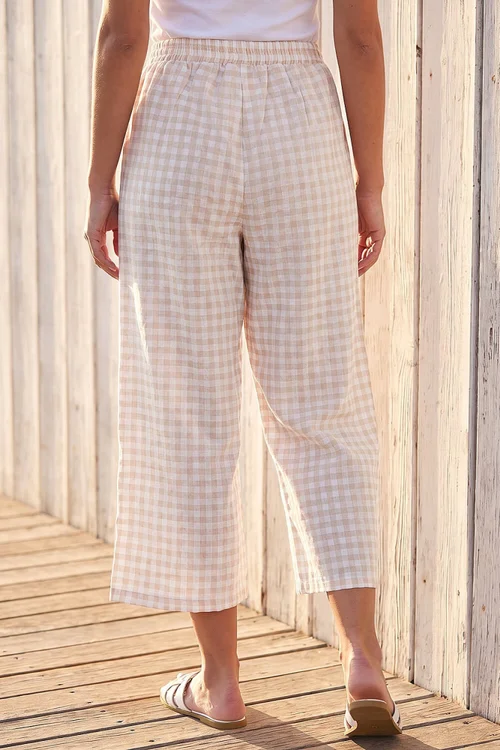 Roman Beige Gingham Crop Leg Trouser - 10 Image 3